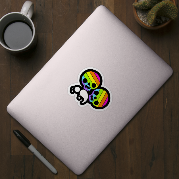 Rainbow Skulls Semicolon Butterfly by birdiestreasuretrove